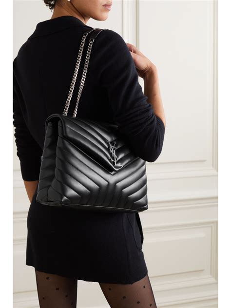 ysl bag leather black|saint laurent quilted shoulder bag.